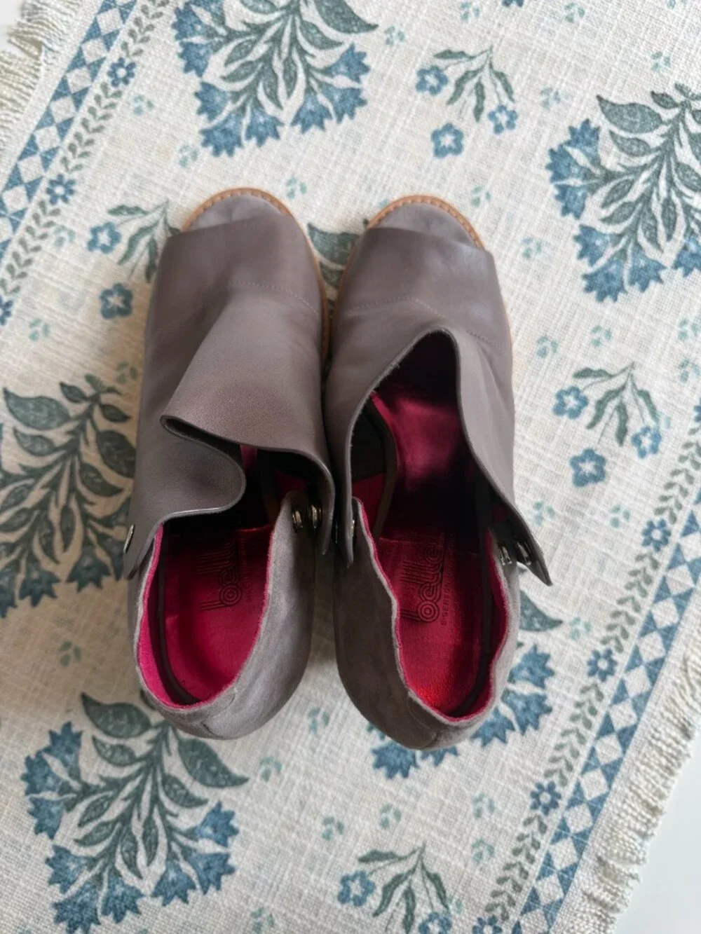 Taupe Leather Peep-Toe Wedge Bootie | Sigerson Morrison | Size W 9